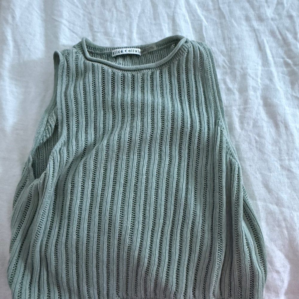Alice + Olivia Sage Green Knit Sleeveless shirt